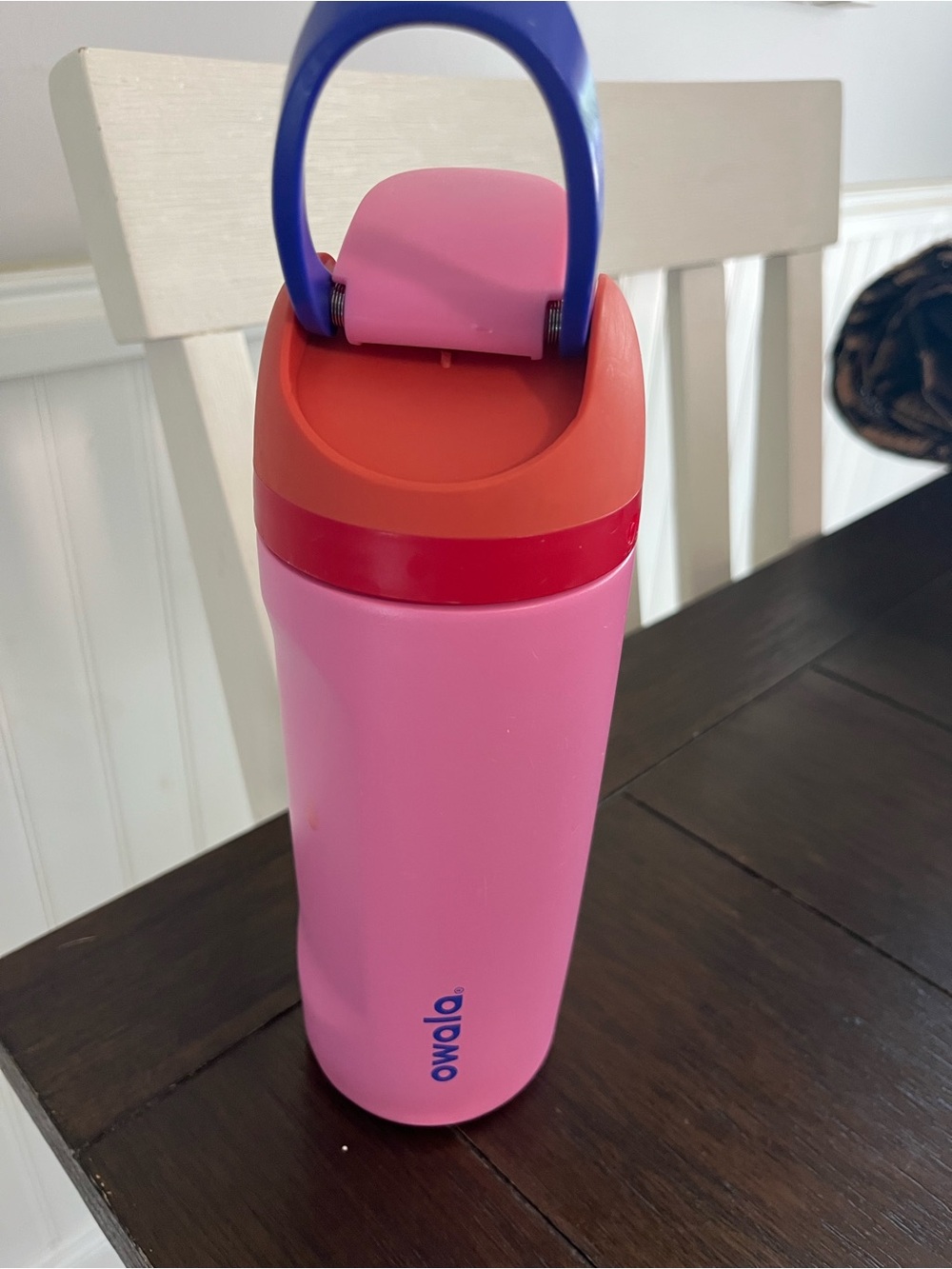 Owala Pink Insulated Water Bottle with Red Accent